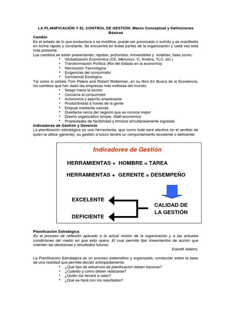 La Planificacion y El Control de Gestion | PDF | Planificación ...