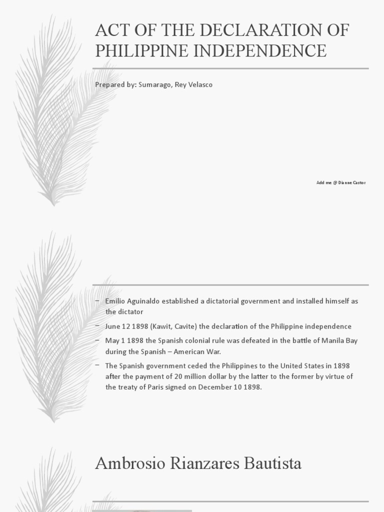 Act of The Declaration of Philippine Independence | PDF | Spanish East ...