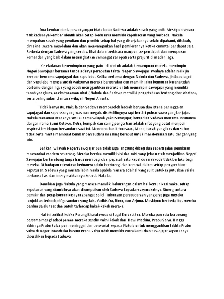 Teks Nakula & Sadewa Indonesia | PDF