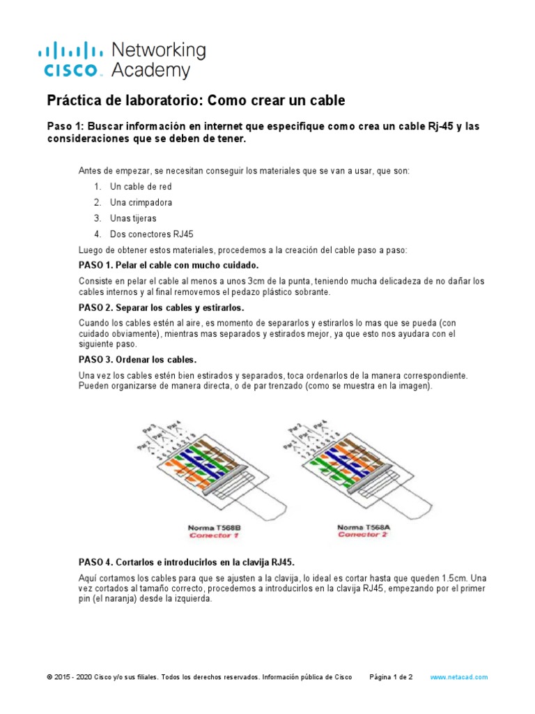 5.1.1.1 Lab - Network Cable | PDF | Red de computadoras | Internet