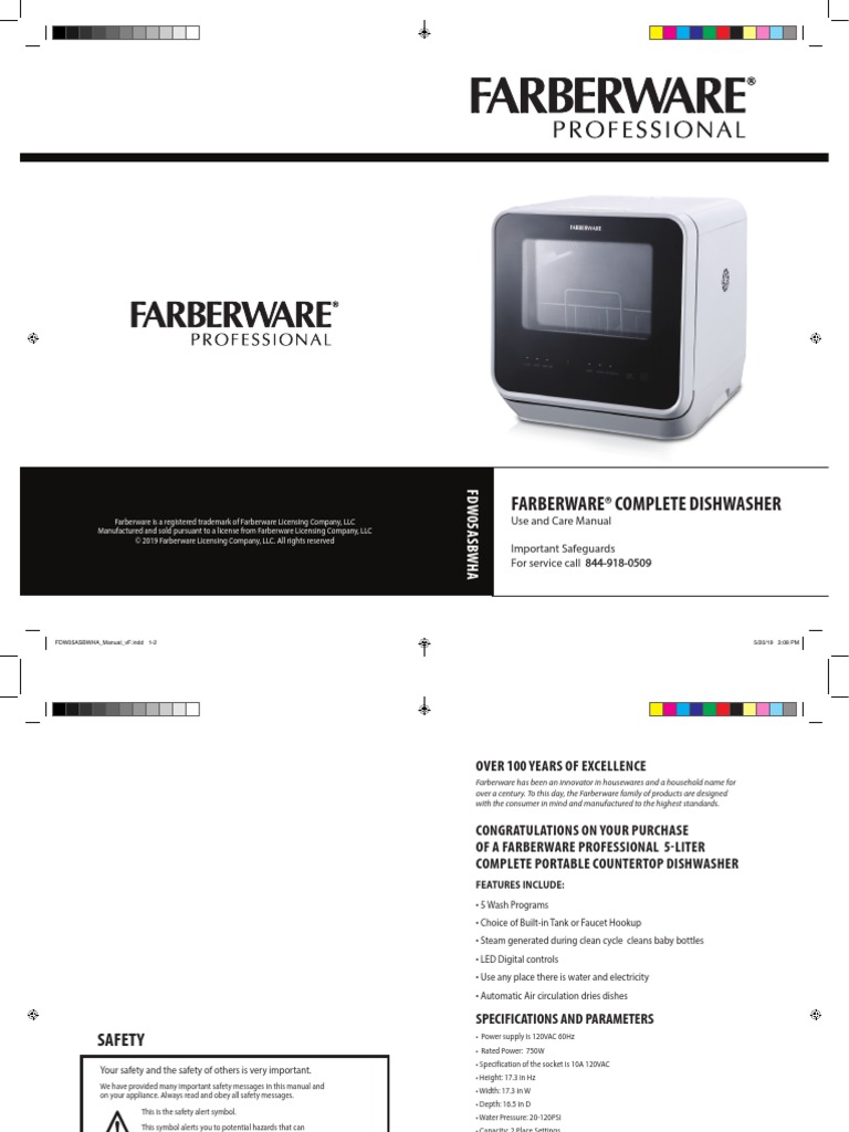 Farberware® Complete Dishwasher Use and Care Manual Important