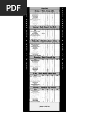 6 Days X Week Training Program By Jesse James West Weeks 3 4 2 Pdf Recreation Physical Exercise