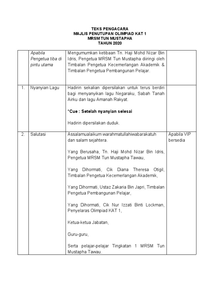 Teks MC Penutupan | PDF