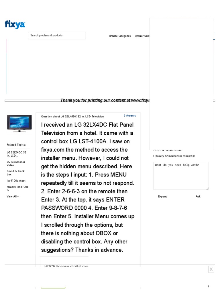 LG TV Help Factory Reset Without Remote PDF Television Liquid