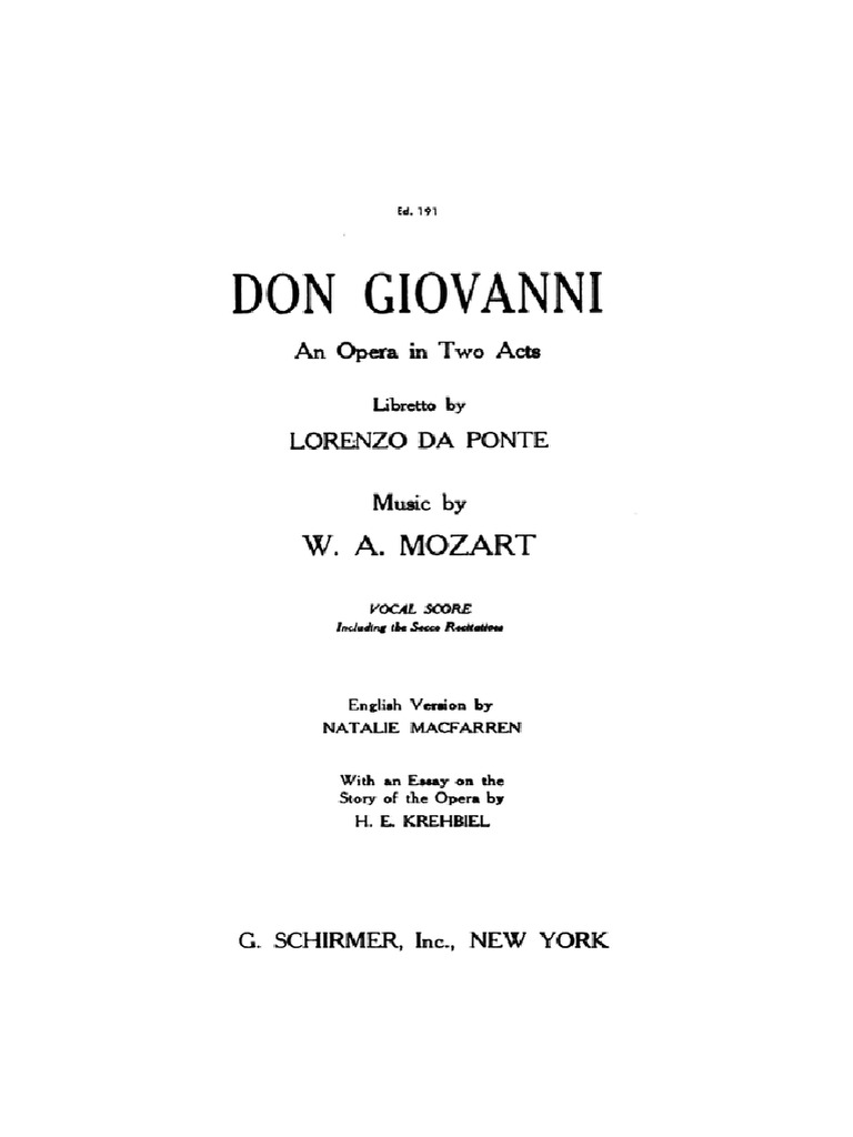 Mozart - Don Giovanni - Vocal Score PDF | PDF
