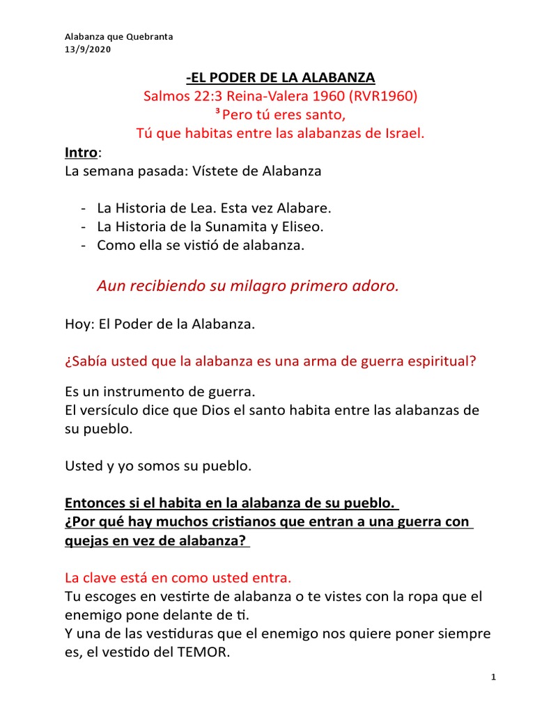 El Poder Transformador de la Alabanza | PDF | Dios | Biblia