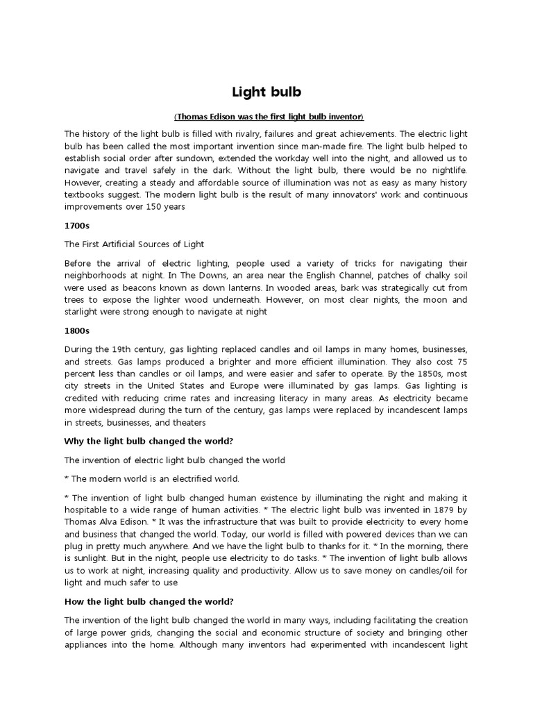 Light Bulb PDF Incandescent Light Bulb Lighting