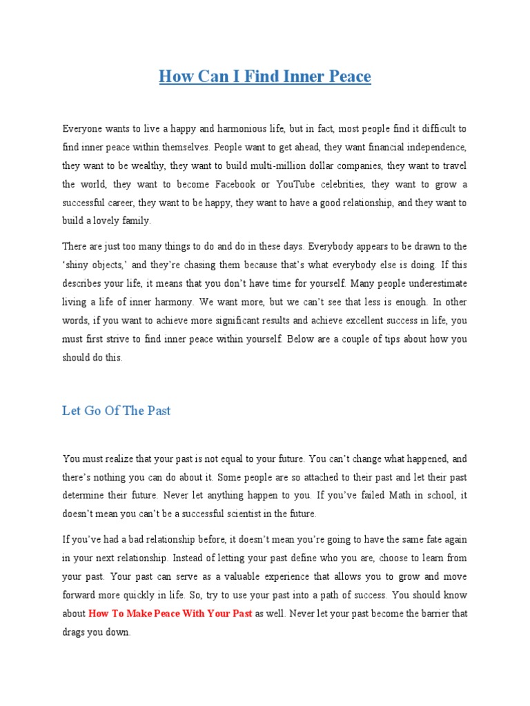 How Can I Find Inner Peace 10-Aug-2020 | PDF | Meditation | Psychology