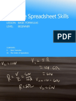 Advance Spreadsheet Skills: Lesson: Level: Basic Formulas Beginner