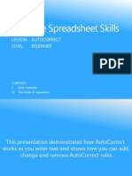 Advance Spreadsheet Skills: Lesson: Autocorrect Level: Beginner