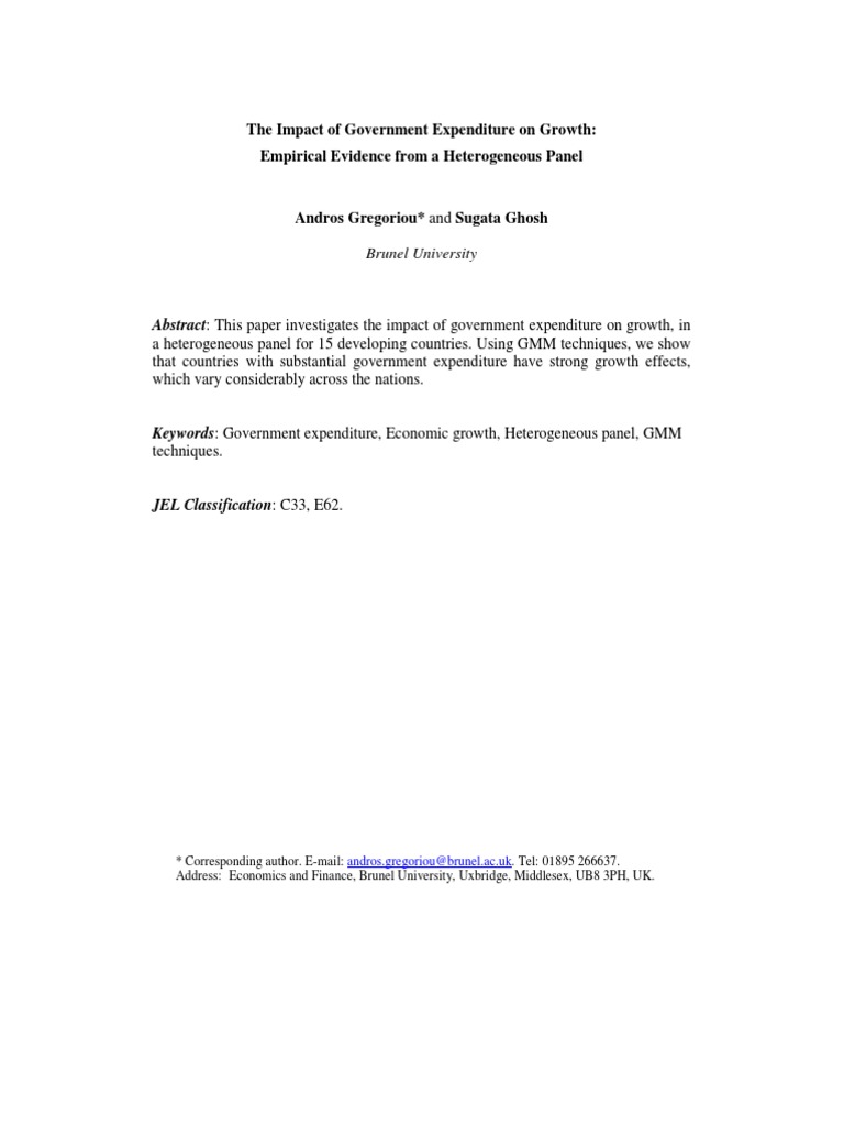 The Impact of Government Expenditure On Growth: Empirical Evidence From ...