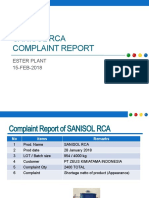 Sanisol Rca Complaint Report: Ester Plant 15-FEB-2018