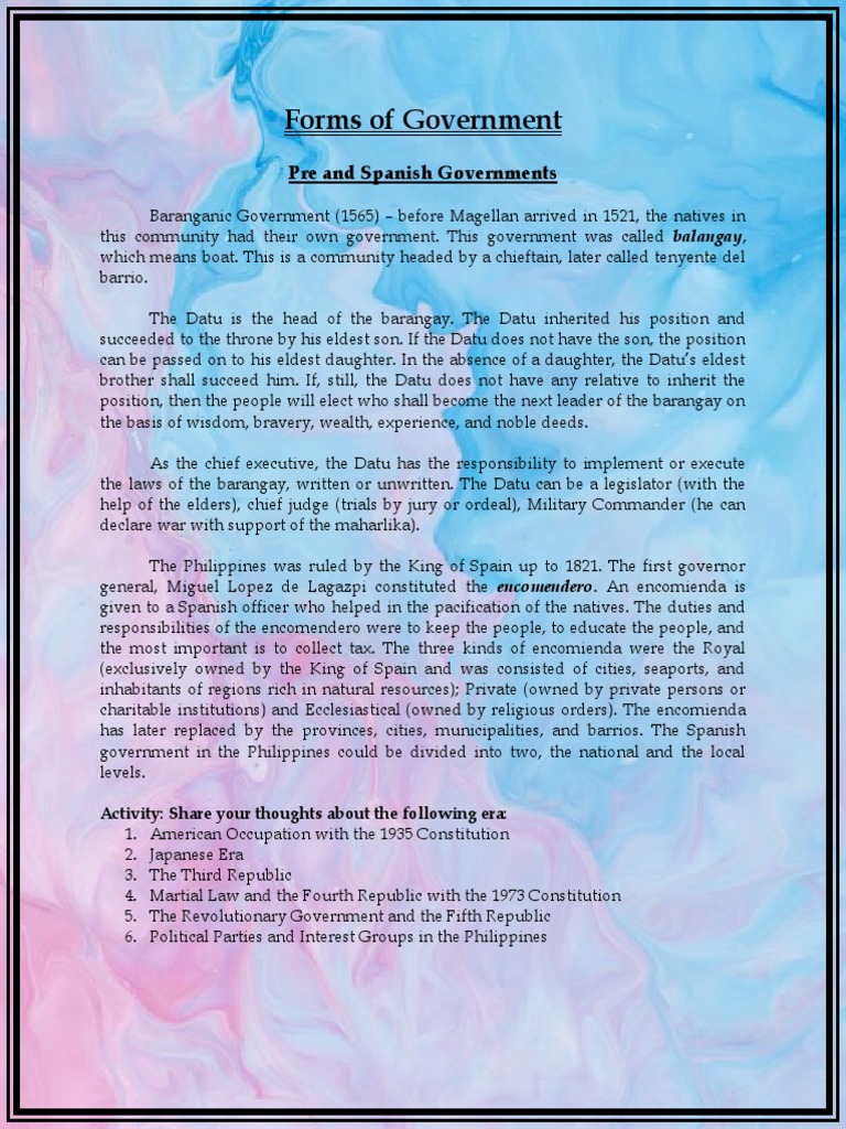 Forms of Government PDF President Of The Philippines World Politics
