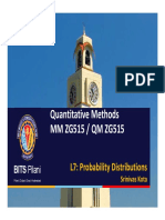 Quantitative Methods MM ZG515 / QM ZG515: L7: Probability Distributions