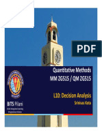 Quantitative Methods MM ZG515 / QM ZG515: L10: Decision Analysis