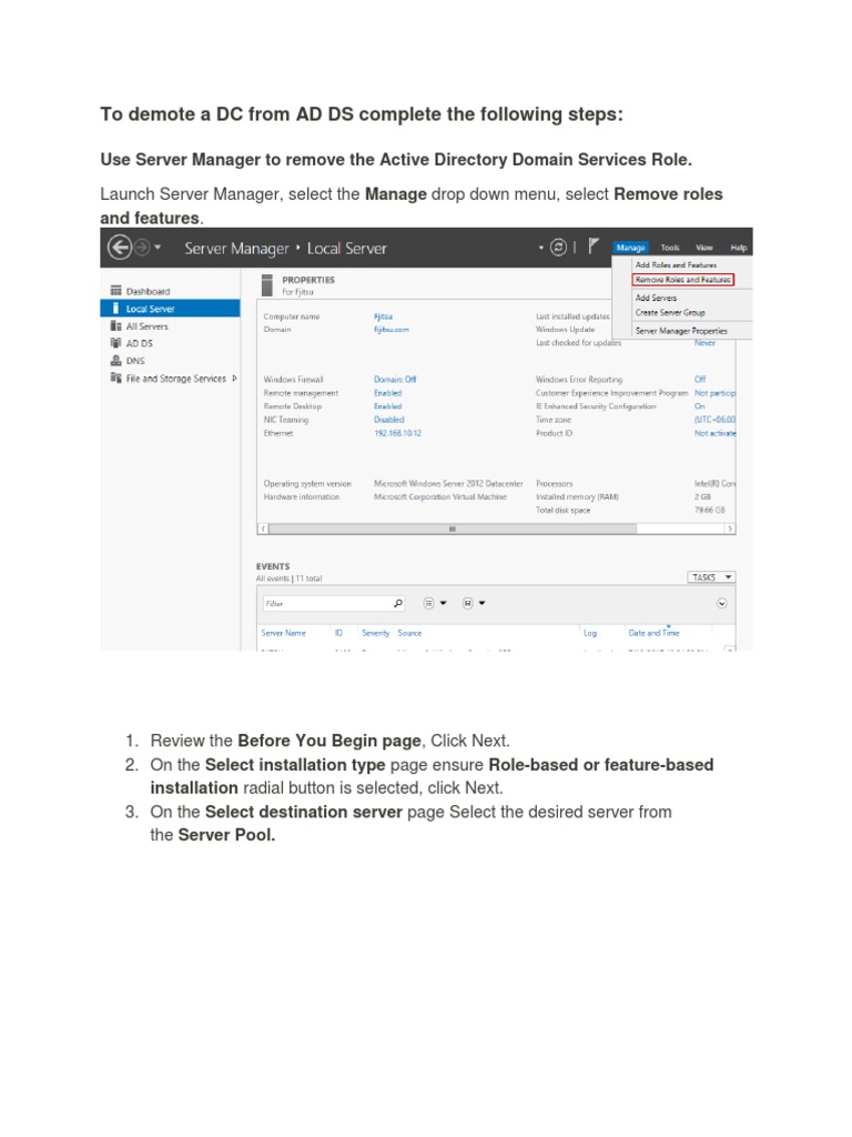 Demoting A Domain Controller Server 2012 Step by Step | PDF | Finance ...