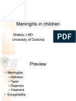 Meningitis in Children: Shakilu J MD University of Dodoma