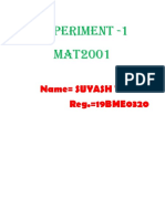 Experiment - 1 Mat2001: Name Suyash Yadav Reg. 19BME0320