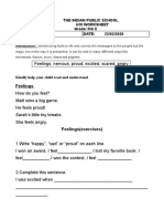 Feelings: The Indian Public School Uoi Worksheet Grade: KG II TOPIC: Stories DATE: 23/03/2020