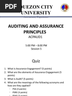 Quezon City University Auditing and Assurance Principles: Acpaud1