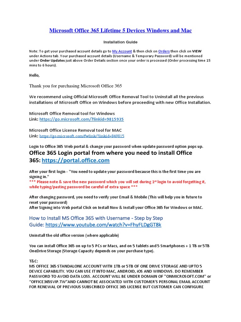 Microsoft Office 365 Installation Guide | PDF | Office 365 | Microsoft  Office