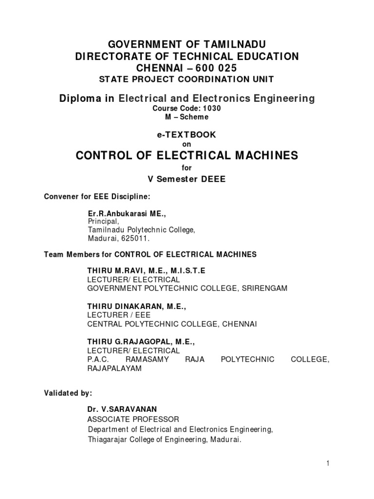 Control of Electrical Machines e-Textbook | PDF | Relay | Switch