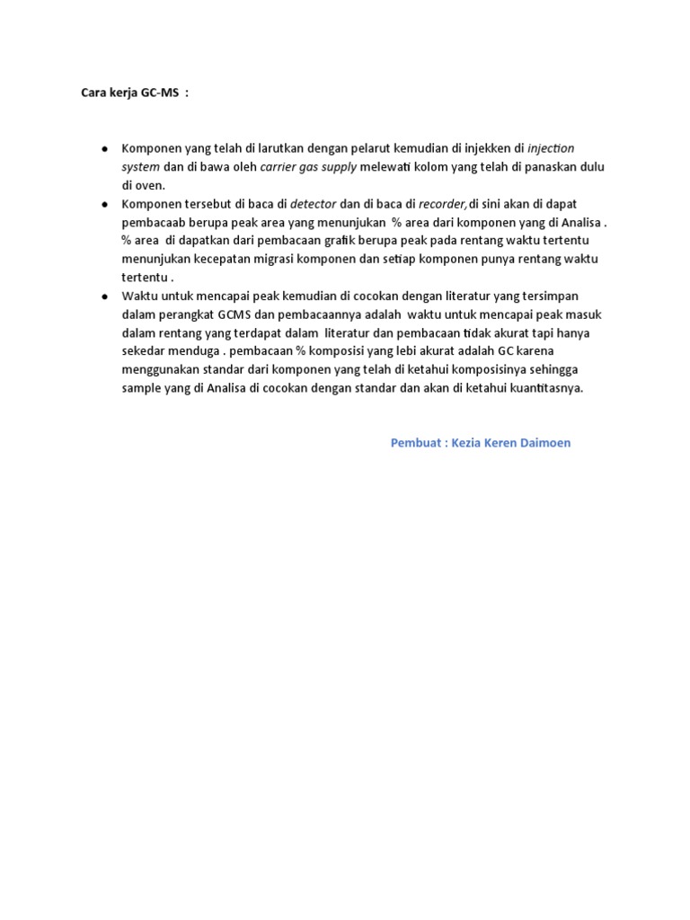 Cara Kerja GC-MS | PDF