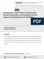 Ordenanza 01-2016 Sistema de Pruebas Nacionales y Evaluación de Logros de Aprendizaje RD