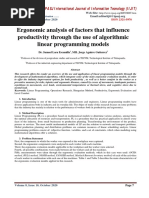 Ergonomic analysis of factors that influence productivity through the use of algorithmic linear programming models
