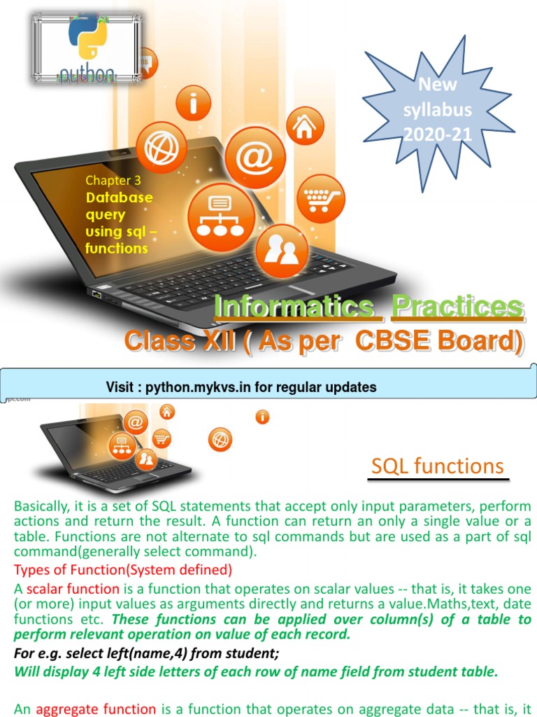 Class XII (As Per CBSE Board) : Informatics Practices | PDF ...