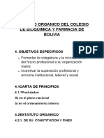 Estatuto Organico Del Colegio de Bioquimica y Farmacia de Bolivia