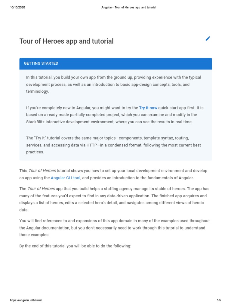 Angular Tour of Heroes Tutorial | PDF | Information Technology ...