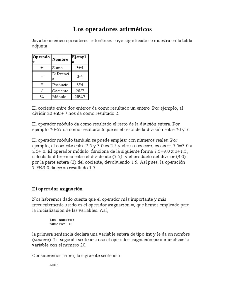 Clases De Operadores 3 Division Matematicas Programacion De Computadoras