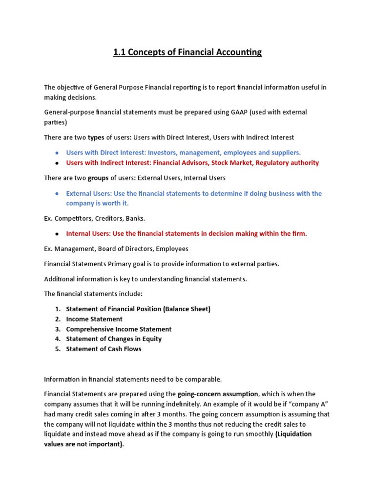 Financial Accounting Concepts Explained | PDF | Financial Statement ...