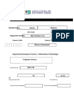 Assignment/Assessment Cover Sheet: Student Name: Imran Hakeem