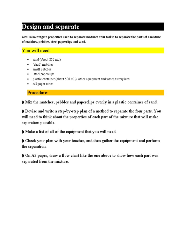Mixture Separation Experiment Guide | PDF | Art