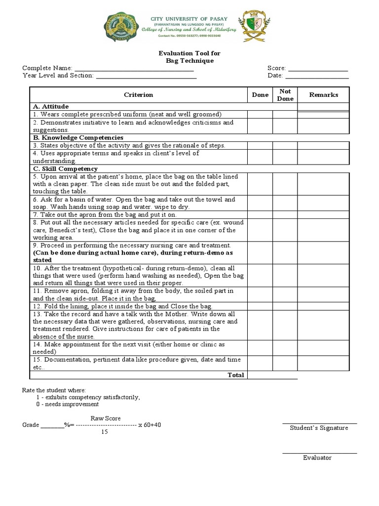 Nursing Evaluation Tool for Skills Assessment | PDF | Hand Washing ...