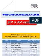 30 SEMANA A 36 SEMANA Site Conectados Da Vila Conteúdos e Datas de Envio de Questões