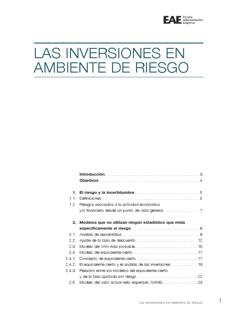 Las Inversiones en Ambiente de Riesgo PDF | PDF | Toma de decisiones ...