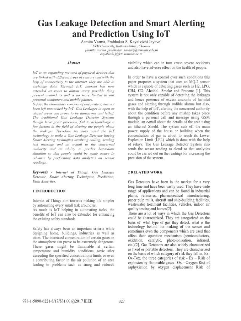 Gas Leakage Detection and Smart Alerting and Prediction Using IoT PDF
