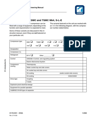 95105780 Technical Manual Sabroe Compresor Pistones Pdf Mechanical Engineering Manufactured Goods
