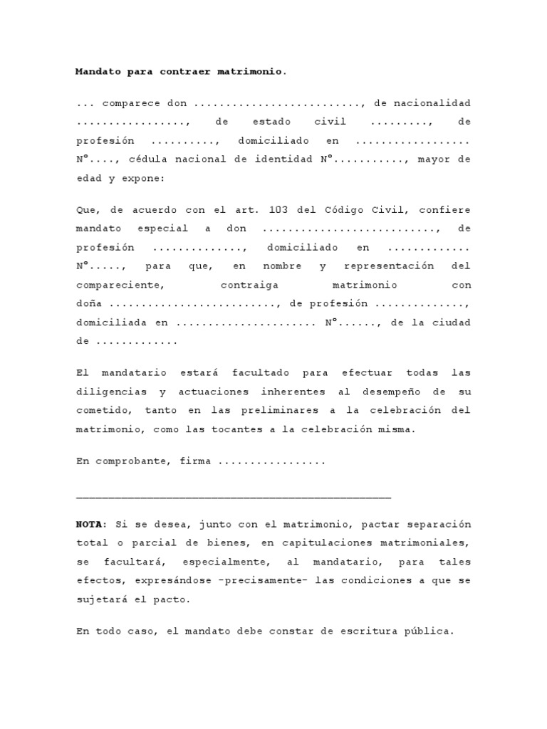 Mandato para Contraer Matrimonio | PDF