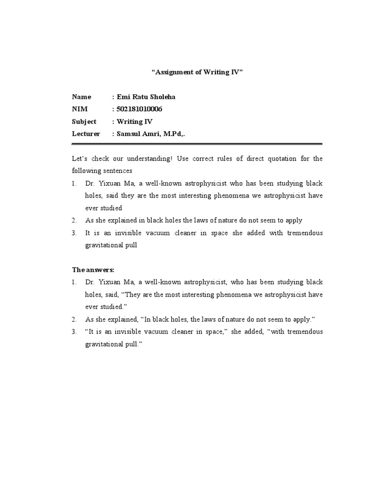Quotation Rules in Writing IV | PDF
