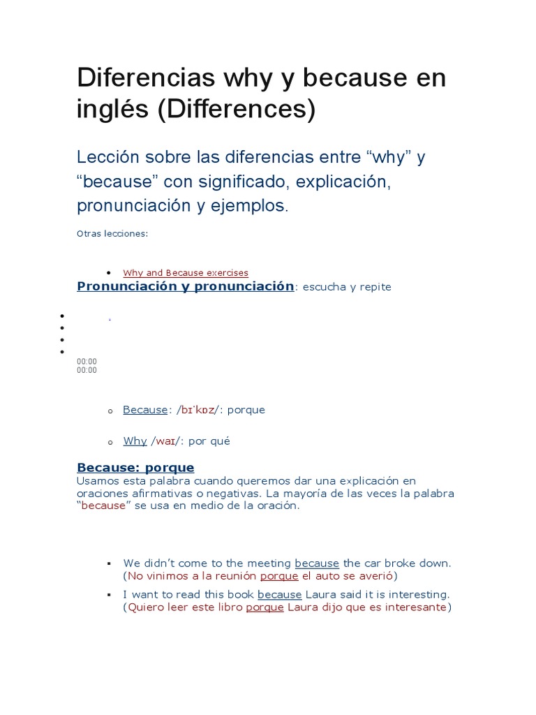 Diferencias Why y Because en Inglés | PDF