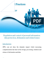 Week 11 Regulation and Control of Personal Information - Data Protection, Defamation and Related Issues