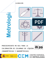 ME021-Procedimiento para La Calibracion de Columnas de Liquido Presion PDF
