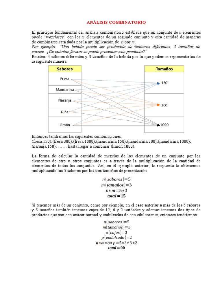 Guía de Análisis Combinatorio | PDF | Permutación | Conjunto (Matemáticas)