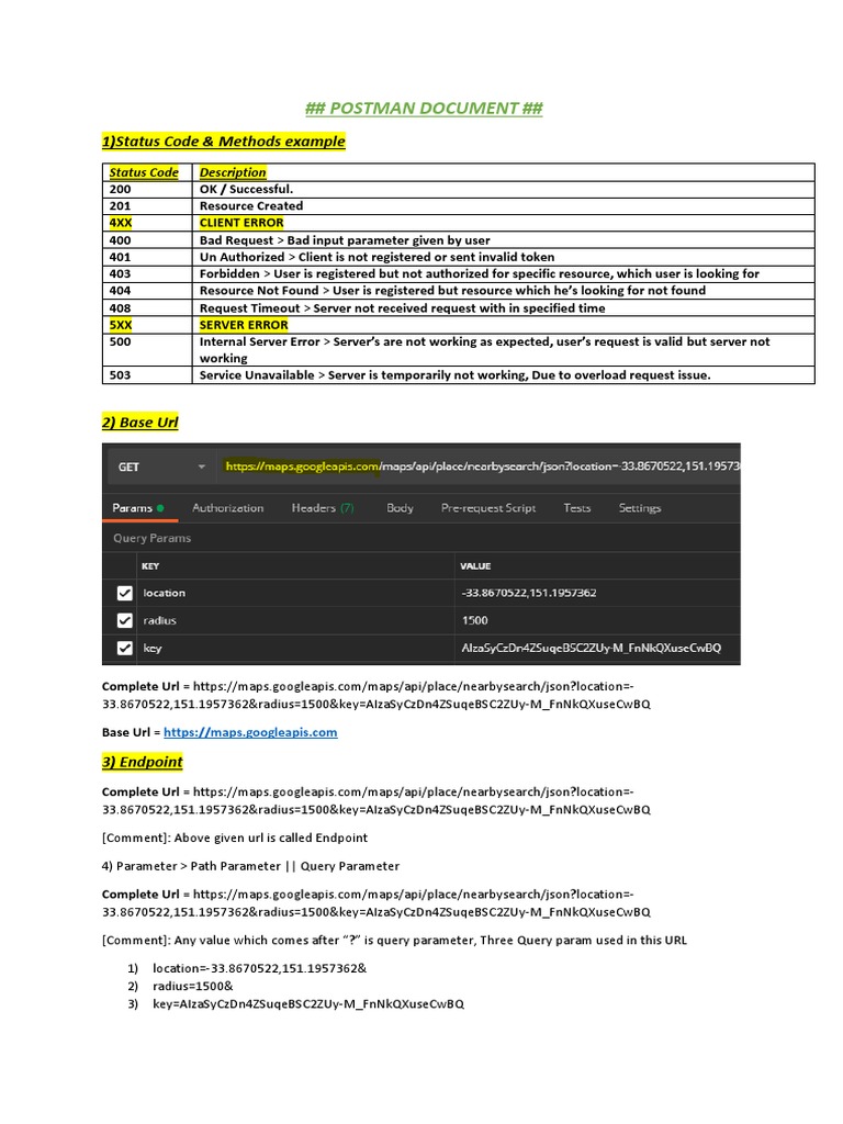 ## Postman Document ##: 1) Status Code & Methods Example | PDF | Http ...