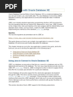 Using Java To Connect To Oracle Database XE