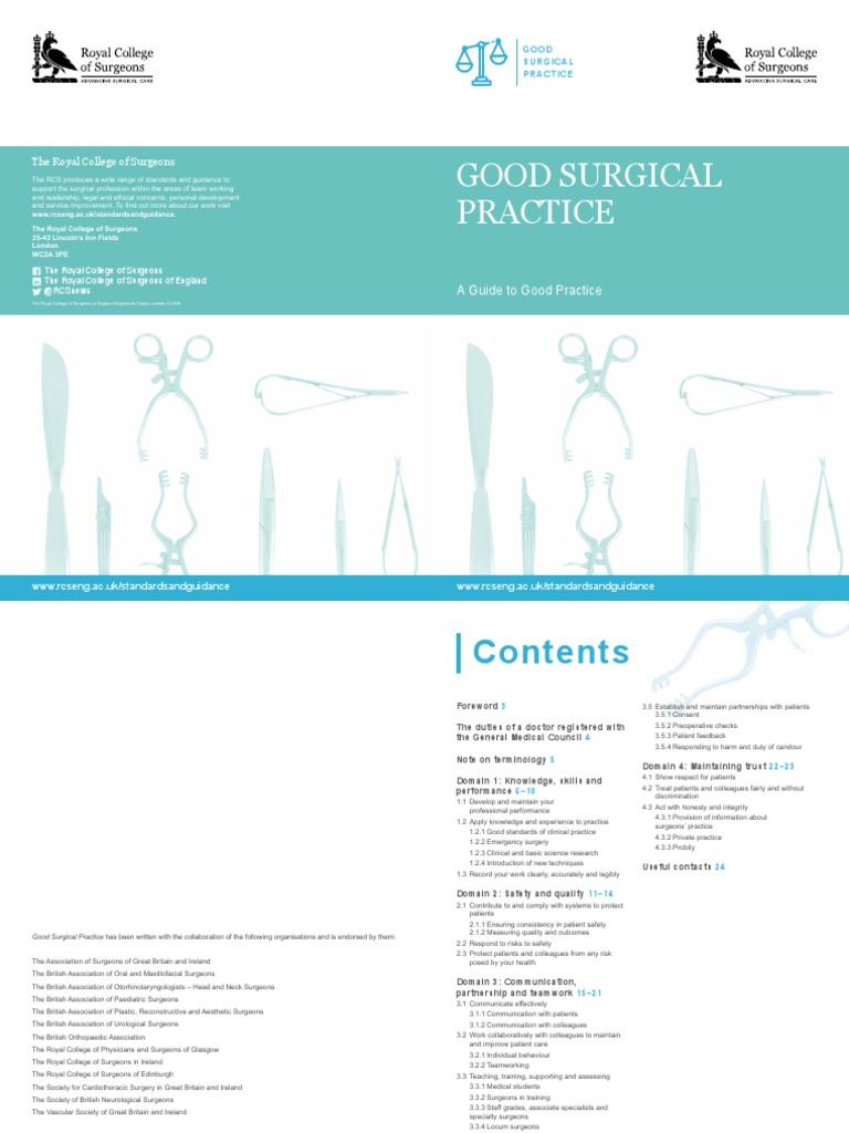 Good Surgical Practice Guidelines 2025 | PDF | Surgery | Patient